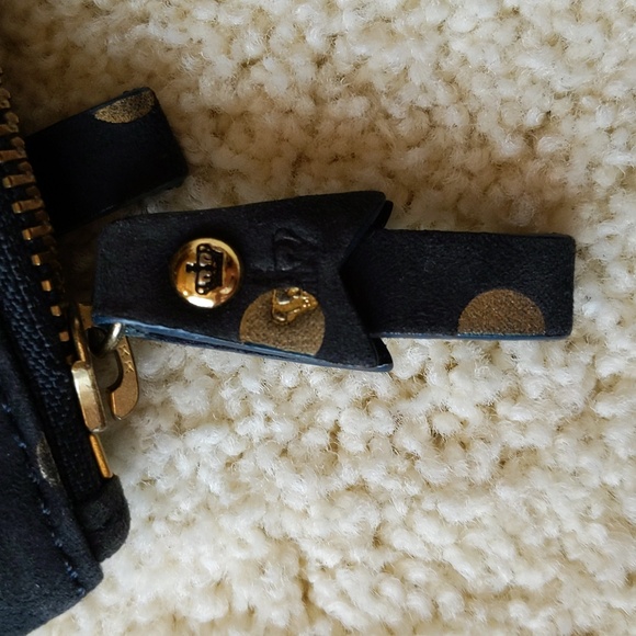 Vintage Boxed Juicy Couture Wristlet, Navy Blue with Gold Polka Dots - Picture 5 of 11